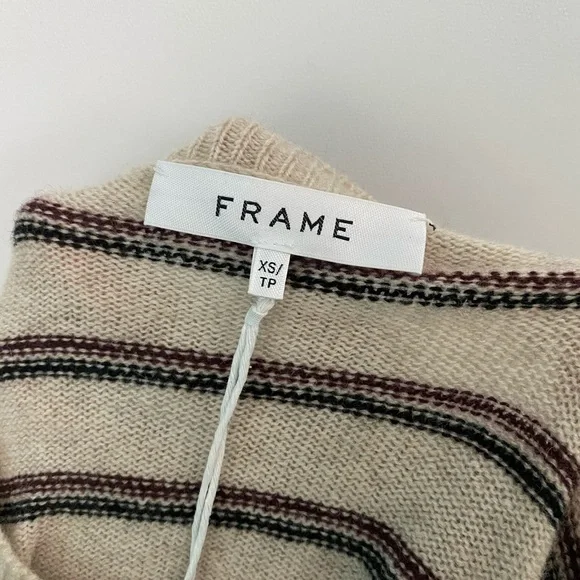 NWT FRAME shirred stripe cashmere sweater sz- XS - Picture 4 of 6